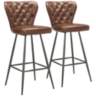 Aster 30&quot; Burgundy Faux Leather Tufted Barstool Set of 2