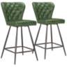 Ashby 26&quot; Green Faux Leather Tufted Counter Stool Set of 2
