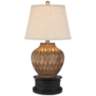 Buckhead Bronze 22&quot;H Urn Table Lamp With Black Round Riser
