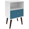 Liberty 17 3/4&quot; Wide White and Aqua Blue Modern Nightstand