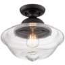 Schoolhouse 13" Wide Black Clear Glass Ceiling Light