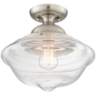 Schoolhouse 13" Wide Brushed Nickel and Glass Ceiling Light