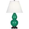 Robert Abbey Emerald and Bronze Double Gourd Ceramic Table Lamp