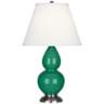 Robert Abbey Emerald and Silver Double Gourd Ceramic Table Lamp
