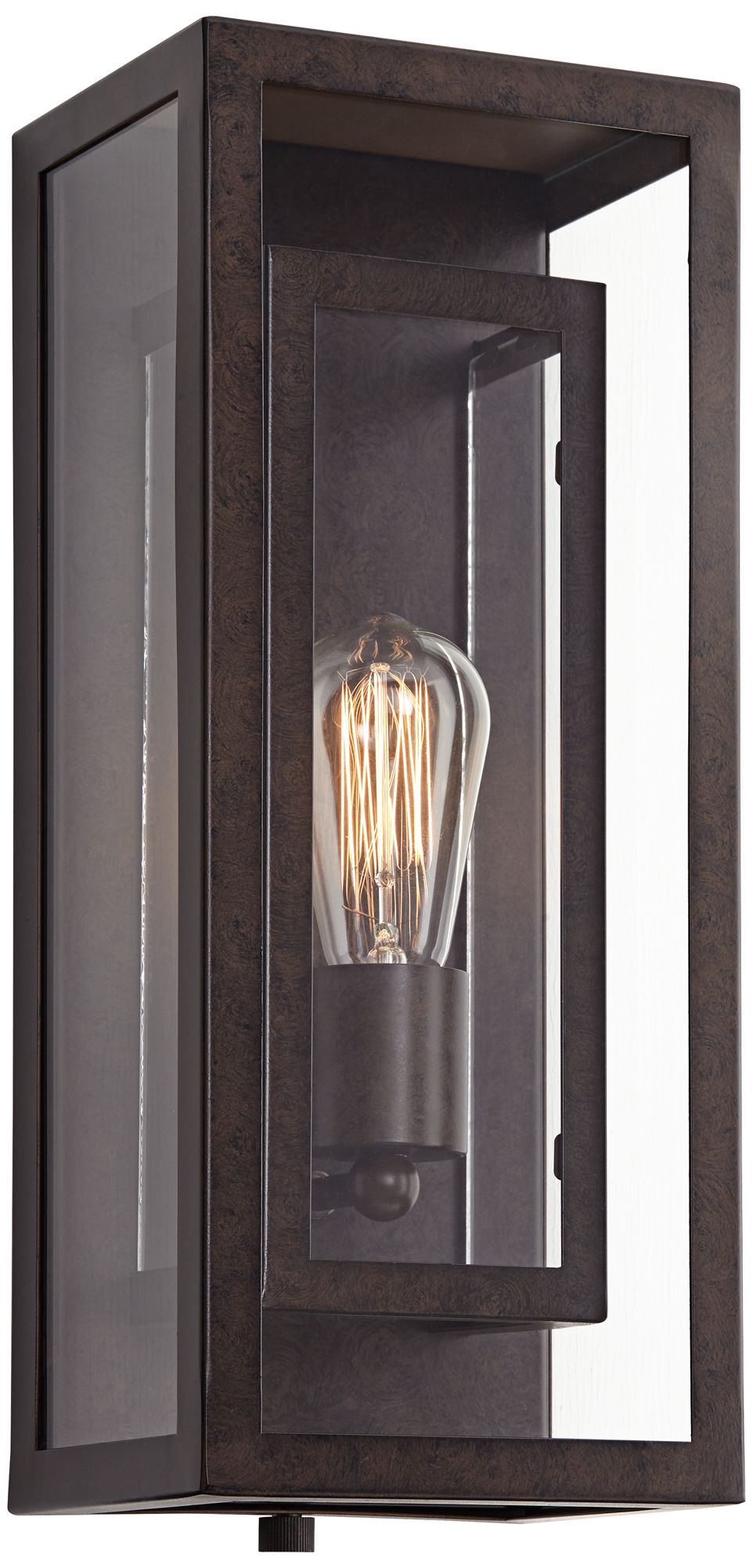 Double Box 15 1/2" High Clear Glass and Bronze Wall Light