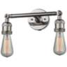 Bare Bulb 5&quot;H Polished Nickel 2-Light Adjustable Wall Sconce