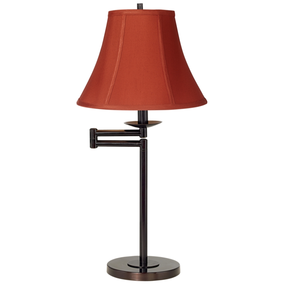 Bronze with Geneva Cinnabar Shade Swing Arm Desk Lamp   #41165 52201