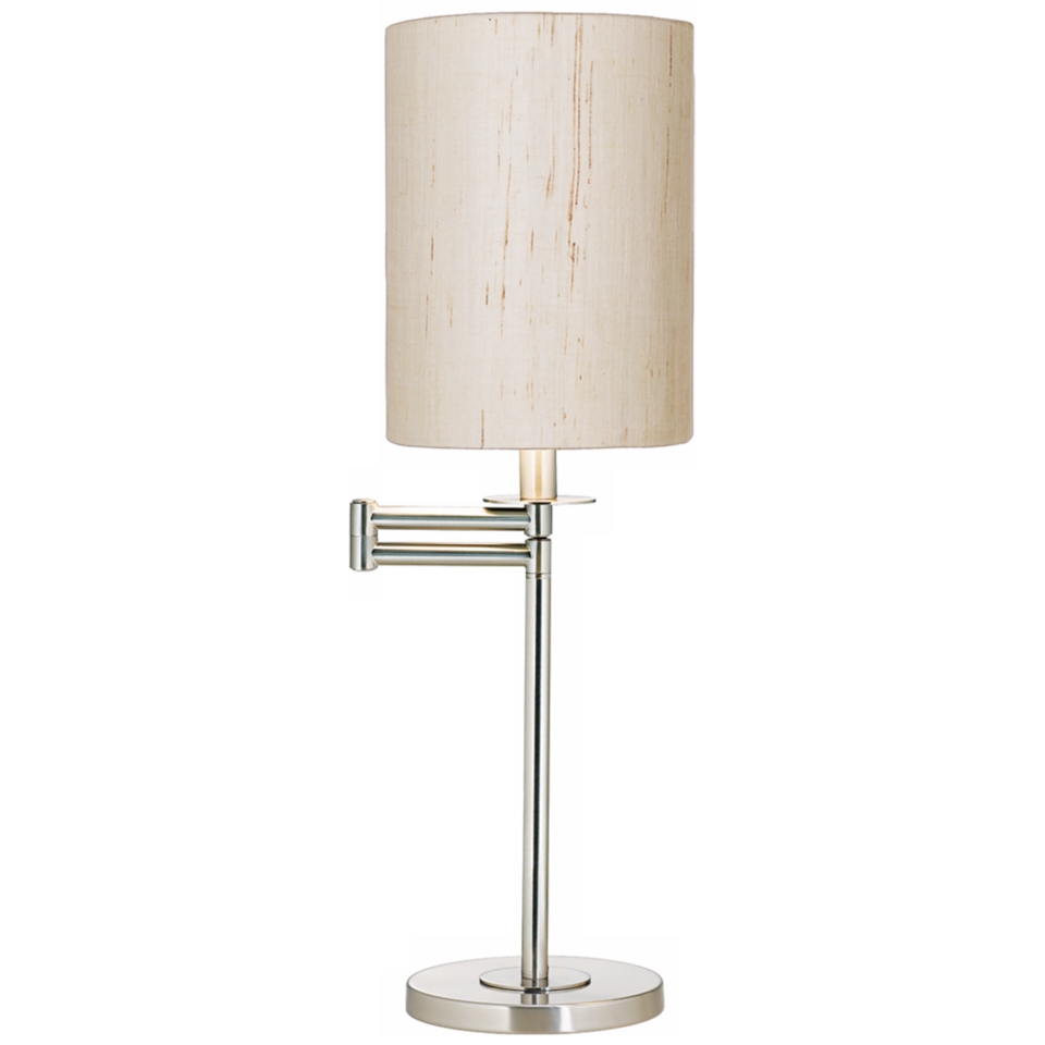 Ivory Linen Brushed Nickel Finish Swing Arm Desk Lamp   #41253 00184