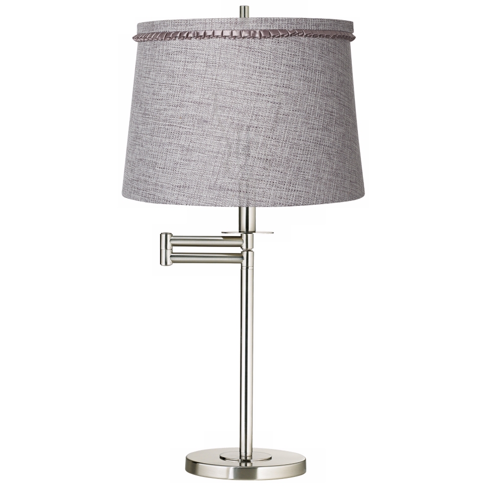 Gray Tweed Brushed Nickel Swing Arm Desk Lamp   #41253 U0959
