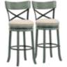 Rilly 26 1/2&quot; Cream and Green Swivel Counter Stools Set of 2