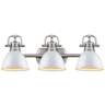 Duncan 24 1/2&quot;W Pewter 3-Light Bath Light with White Shades
