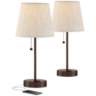 Justin Bronze USB Accent Table Lamps - Set of 2