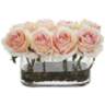 Light Pink Blooming Roses 8 1/2"W Faux Flowers in Glass Vase