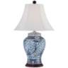 Shonna Blue and White Porcelain Jar Table Lamp With USB Dimmer
