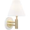 Mitzi Robbie 12&quot; High Aged Brass and White Wall Sconce