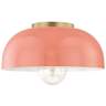 Mitzi Avery 14&quot; Wide Aged Brass Ceiling Light w/ Pink Shade