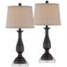 Ben Dark Bronze Metal Table Lamps With Square Acrylic Risers