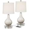 Ledger Mercury Glass Accent USB Table Lamps With 7&quot; Round Risers