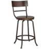 Langdon 24 1/4&quot; Wood and Bronze Swivel Counter Stool