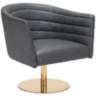 Zuo Justin Gray Faux Leather Tufted Swivel Accent Chair