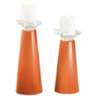 Meghan Celosia Orange Glass Pillar Candle Holders Set of 2