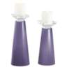 Meghan Purple Haze Glass Pillar Candle Holder Set of 2