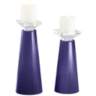 Meghan Valiant Violet Glass Pillar Candle Holders Set of 2