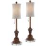 Bertie 28&quot; High Tall Buffet Table Lamps With 7&quot; Round Risers