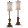 Bertie 28&quot; High Tall Buffet Table Lamps With 7&quot; Square Risers