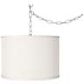 Swag Style 13 1/2&quot; Wide Cream Faux Silk Shade Plug-In Chandelier
