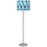 Blue Tiffany-Style Giclee Brushed Nickel Garth Floor Lamp