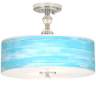 Barnyard Blue Giclee 16" Wide Semi-Flush Ceiling Light