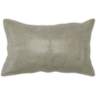 Gray Leather 26&quot; x 14&quot; Throw Pillow