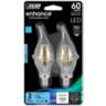 60W Equivalent Clear 6W LED Dimmable Flame-Tip 2-Pack