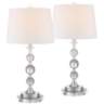 Solange Silver Stacked Crystal Table Lamps With 7&quot; Round Risers