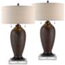 Cody Hammered Oiled Bronze Table Lamps With 8&quot; Square Risers