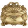 Keiron 5&quot; High Round Antiqued Gold Jewelry Box