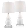 Jane White Ceramic Double Gourd Table Lamps With 8&quot; Square Risers