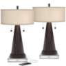 Craig Bronze Table Lamps With USB With 8&quot; Square Risers