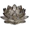 Gray Glass 9 1/4&quot; Wide Crystal Lotus Candle Holder