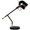 Wrapped Brown Leather and Black Metal Desk Lamp