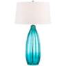 Stella 30&quot; High Blue Fluted Glass Table Lamp