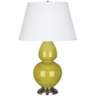 Robert Abbey Citron and Silver Large Double Gourd Ceramic Table Lamp