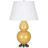 Robert Abbey Sunset Yellow and Silver Double Gourd Ceramic Table Lamp