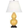 Robert Abbey Sunset Yellow and Bronze Double Gourd Ceramic Table Lamp