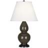 Robert Abbey Brown Tea and Bronze Double Gourd Ceramic Table Lamp