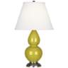 Robert Abbey Citron and Silver Double Gourd Ceramic Table Lamp