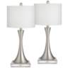 Gerson Brushed Nickel Table Lamps With Dimmer and 8&quot; Square Risers