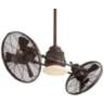 42" Minka Aire Vintage Gyro Bronze Twin Fan with LED and Wall Control