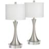 Gerson Brushed Nickel Table Lamps With Dimmer and 8&quot; Round Risers